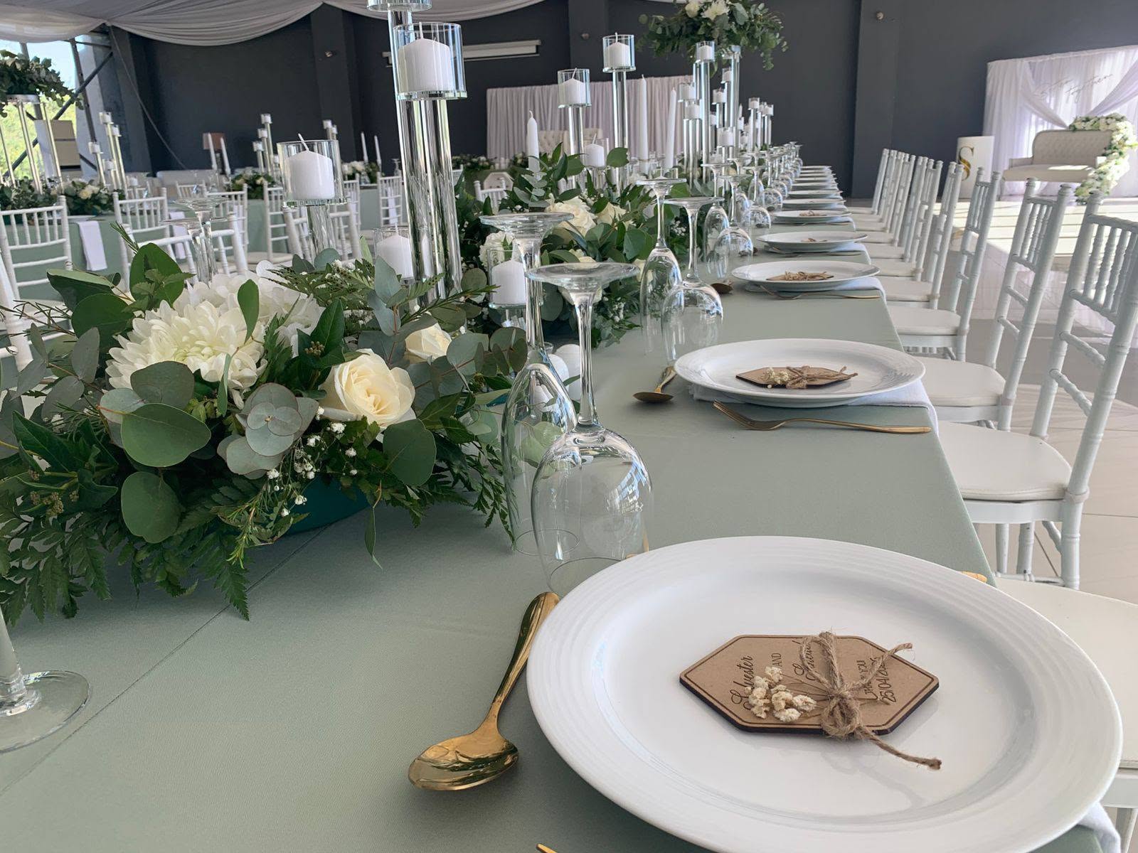 Wedding tables set inside the Springbok Guest Farm venue